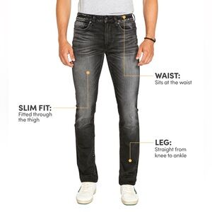 Buffalo David Bitton Six Faded Black/Ultra Dark Wash Slim Fit Jeans - Size 30